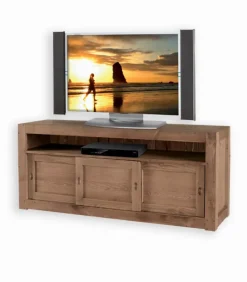 Meuble TV pin massif 3 portes coulissantes MOVING