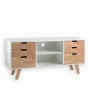 Meuble TV RICK en bois teinté blanc