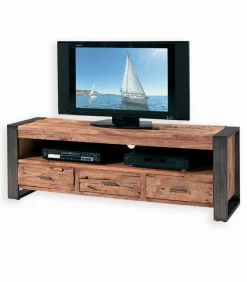 Meuble TV teck recyclé 3 tiroirs VANCOUVER