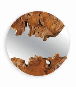 Miroir rond teck recyclé ELO
