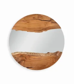 Miroir rond teck recyclé VERA