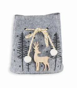 Sac feutrine grise sapins et flocons