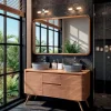 Salle de bains teck double vasque en pierre MAUI