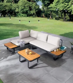 Salon de jardin canapé d’angle modulable HOLBOX