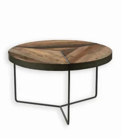 Table basse bois de bateau ronde DUSTIN Ø 80 cm