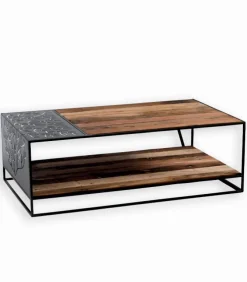 Table basse bois de bateau et métal L 120 cm DUSTIN