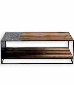 Table basse bois de bateau et métal L 120 cm DUSTIN
