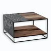 Table basse bois de bateau et métal L 70 cm DUSTIN
