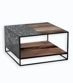 Table basse bois de bateau et métal L 70 cm DUSTIN