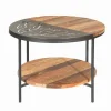 Table basse bois de bateau TIWI double plateau Ø 60 cm