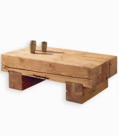 Table basse pin massif ciré POUTRE