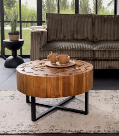 Table basse ronde teck Ø 80 cm ANGARA