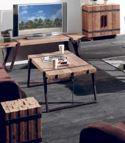 Table basse sapin massif et fer vieilli WESTMOUNT