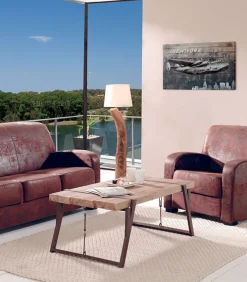Table basse sapin massif et fer vieilli WESTMOUNT
