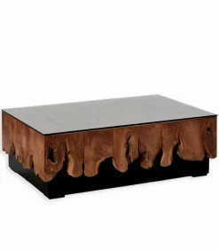 Table basse teck et métal BURI