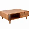 Table basse teck massif CARAWA 2 tiroirs