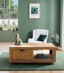 Table basse teck massif OLAND