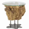 Table basse teck racine pied métal SERAM