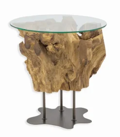 Table basse teck racine pied métal SERAM