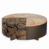 Table basse teck recyclé Ø 80 cm RAJA