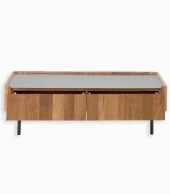 Table basse teck recyclé NEVADA 2 tiroirs