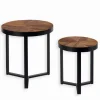 Table basse teck recyclé ronde gigogne RAMA
