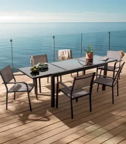 Table de jardin extensible alu gris PAGAI