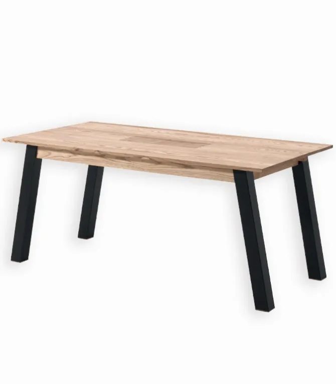 Table frêne massif pieds métal OREGON