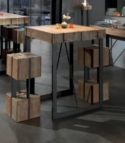 Table haute sapin et métal FABRIK
