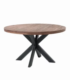 Table ronde teck & métal MALAY