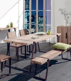 Table sapin massif pieds métal WESTMOUNT