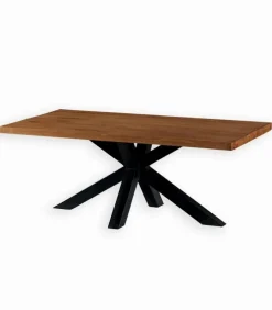 Table teck recyclé pied croix métal EASTON