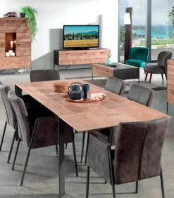 Table teck recyclé pieds métal VALMO