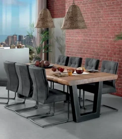Table teck recyclé pieds métal WOOD