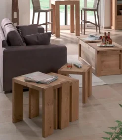 Tables basses gigogne MOVING en pin massif ciré