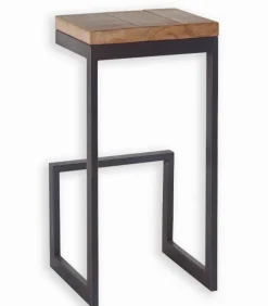 Tabouret haut métal et bois WESTMOUNT
