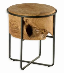 Tabouret teck & métal RUNA