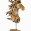 Tête de cheval teck sur socle